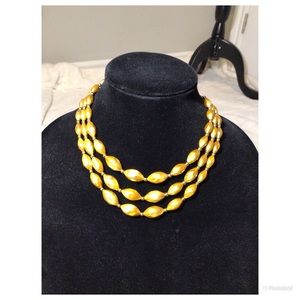 Triple strand gold plastic beads necklace SOLD